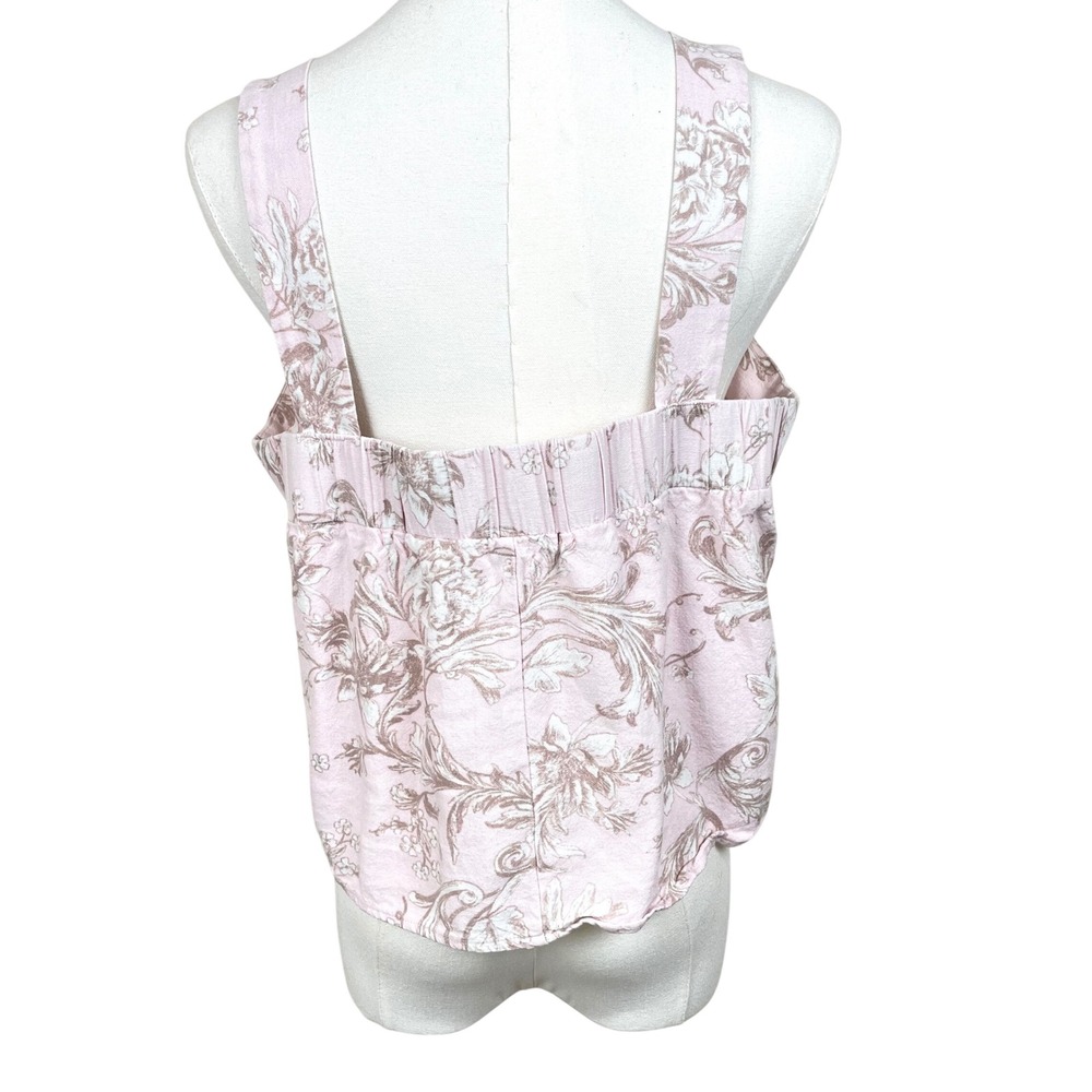 Womens Tank Top Sz S Linen Cotton Babydoll Cottage Fairy Coastal Coquette Boho - Picture 3 of 6